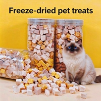 Friandises pour animaux de compagnie en gros, lyophilisées, 100% naturelles, jaune d'œuf de poulet et foie de bœuf, pour chats et chiens, marque privée OEM, boîte de 100g