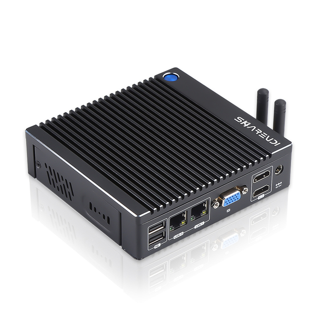 New Fanless Mini PC Intel Celeron N3150 Dual NIC 2xHDMI 1xVGA RS232 Ports Triple Display Linux/Win11 Industrial Use