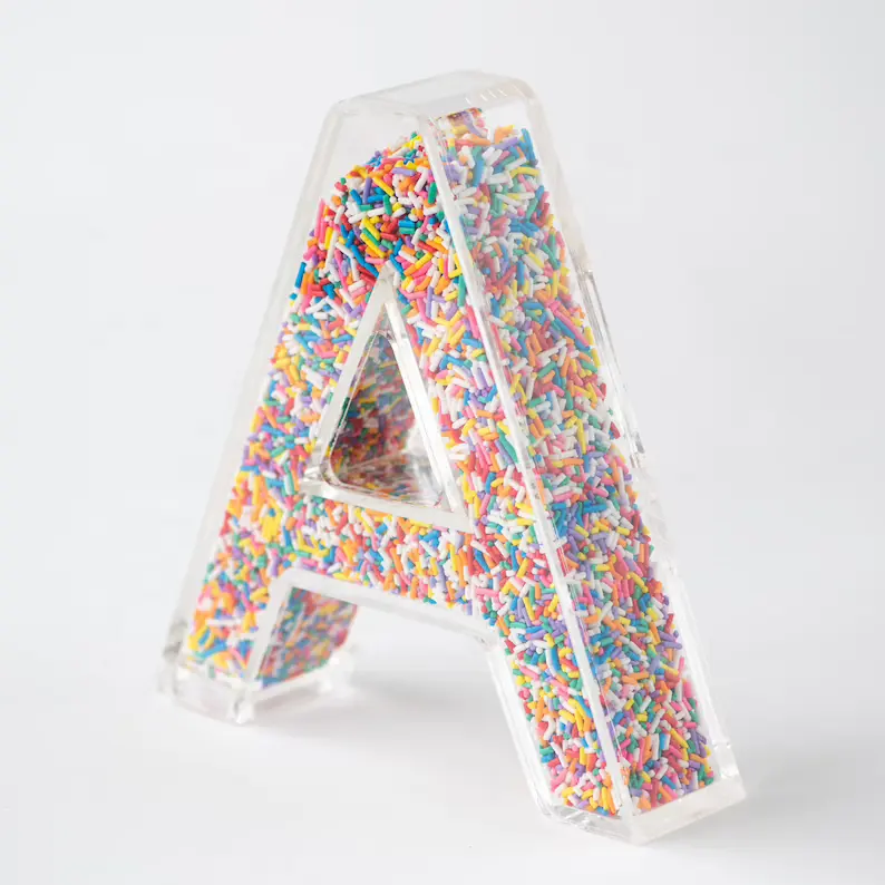 Wholesale Hollow Refillable Acrylic Alphabet Letter 3d Celar Candy Acrylic Fillable Letter