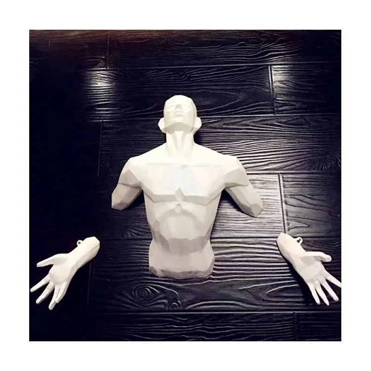 Modern home decor 3D scultura a parete di arte della resina in fibra di uomo nudo statua scultura da parete per la vendita