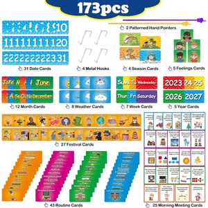 Tableau de gestion du temps mensuel pour enfants, maternelle et préscolaire, en plastique multi-pièces, format pochette calendrier de classe - Product Image 2