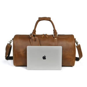 Bolsa de Viaje de Cuero Crazy Horse para Hombre, Bolsa de Hombro Cruzada Marrón de Gran Capacidad, Estilo Retro para Viajes de Negocios - Product Image 3