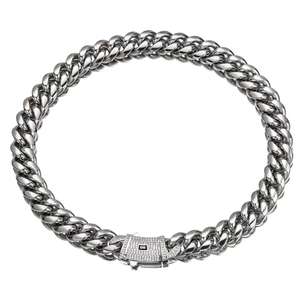 Collana Hip Hop <span class=keywords><strong>Punk</strong></span> da Uomo in Acciaio Inossidabile Catena Cubana con Diamanti Incastonati in Rame Chiusura Sigillata Collana Argento - Product Image 4