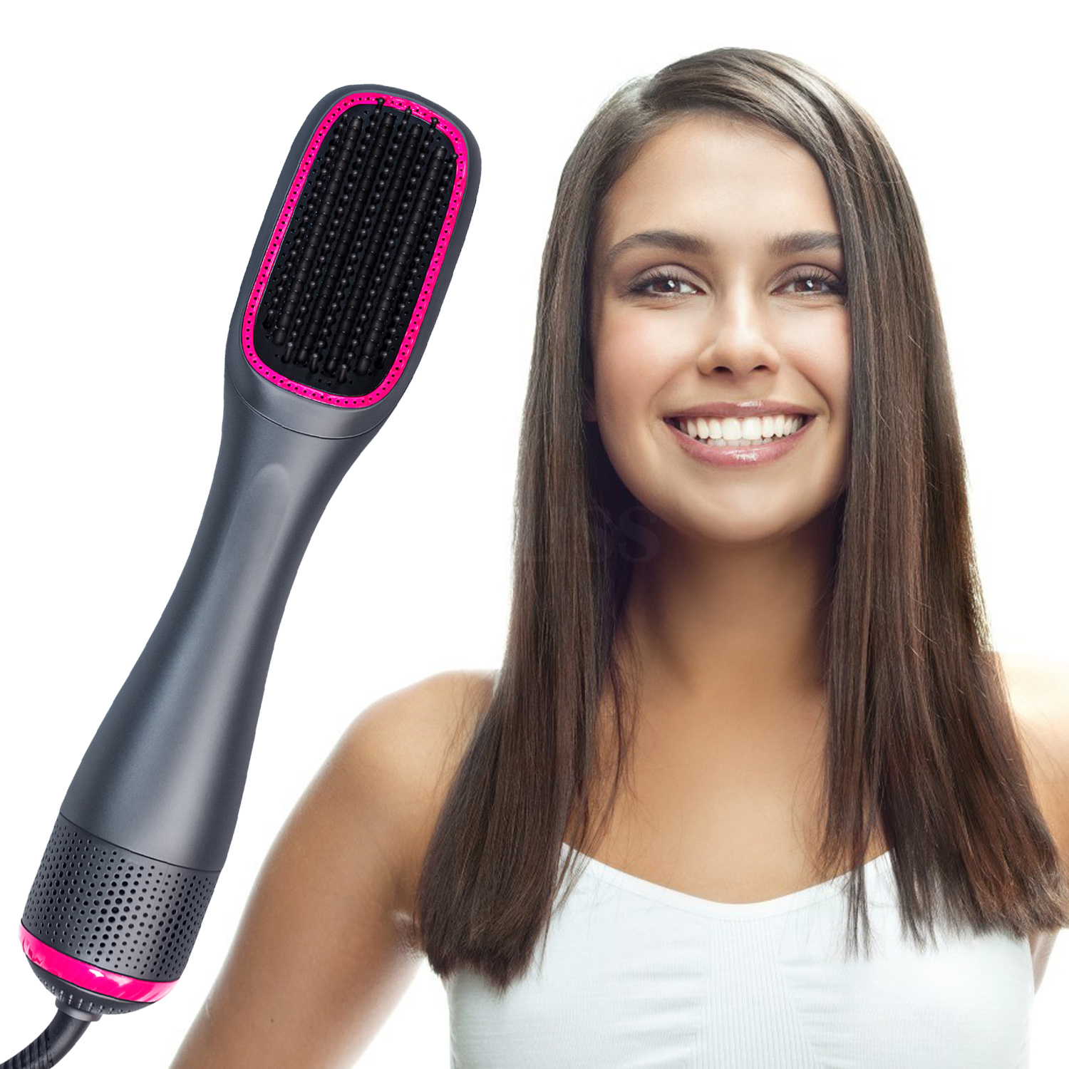 Salon Hot Air Paddle Styling Brush One Step Hair Dryer and Volumizer Styler Negative Ion Generator Hair Straightener Curler
