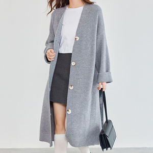 <span class=keywords><strong>Cardigan</strong></span> Lungo Oversize in Maglia Grigia da <span class=keywords><strong>Donna</strong></span> - Versatile e Casual per Uso Quotidiano - Product Image 4