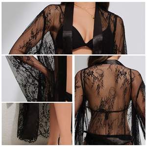 Cross-Border ODM Sexy <b>Romantic</b> Spring/Autumn Summer Luxury Elegant V-neck Soft Breathable Front Lace Elastic Waist Solid Satin - Product Image 4