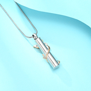 Jijd1016 cilindro avvolto a farfalla in acciaio inossidabile gioielli di cremazione animale umano cenere ciondolo ricordo - Product Image 6