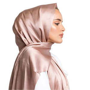 Sharut High Quality China Ladias Plain Color Satin Scarf <b>Shawl</b> Wrap Textured Cape Bawal Muna Muslim Women Silk Autumn Long - Product Image 1