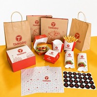 Boîte à hamburger en papier kraft compostable, vente en gros, boîte à hamburger jetable en papier pour la livraison de restauration rapide