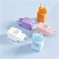 Cargador Rápido GaN de 30W con Enchufe Europeo, Adaptador de Corriente USB Tipo-C, Cargador de Viaje para iPhone, Teléfonos Android, Tabletas Universales