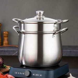 Classic Eco-Friendly Stainless Steel Thickened Large Capacity Anti-Scalding Double Bottom Double Ears Handle <b>Soup</b> <b>Pot</b> Glass - Product Image 4