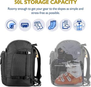 Échantillon gratuit Sac à chaussures de ski durable, Sac à dos de voyage pour chaussures de ski et de snowboard, casques, lunettes et vêtements d'extérieur - Product Image 5
