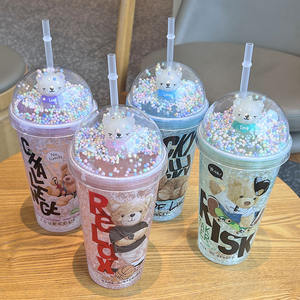 Vaso de sublimación con tema de oso de 40oz con pajita Fiesta infantil Oso de fresa favorito Tazas aisladas de plástico Logotipo personalizable - Product Image 3