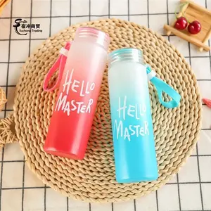 Wholesale Cheap 400ml Colorful Glass Frosted Drinkware Camp Water Bottles