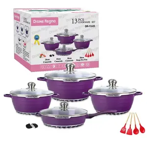 13 buah Casserole wajan goreng panci peralatan memasak dapur die cast besi peralatan masak panci masak peralatan masak granit set aluminium