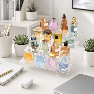 Présentoir à 4 niveaux en acrylique transparent, organisateur de bureau multifonctionnel de 12 pouces pour parfums, cosmétiques, présentoir à cupcakes - Product Image 5