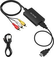 Konverter AV ke HDMI dengan Kabel Komposit 3RCA Male Terintegrasi 1080P CVBS RCA Male ke Adaptor Audio Video HD Mendukung PAL/NTSC PS2/DVD/XBOX
