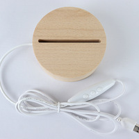 Nueva Lámpara Nocturna LED Redonda Moderna con USB para Habitación Infantil, con Base de Madera Acrílica, Iluminación Residencial Atenuable y Ecológica