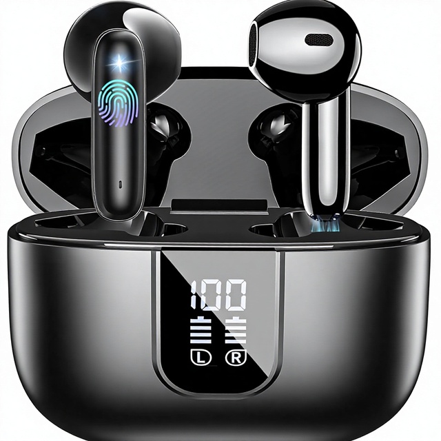 Wireless In-Ear Earbuds for 5.4 with 6 Mics ENC Noise Cancelling Deep Bass Stereo LED Power Display 35H Playtime IP7