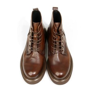 High-quality Cowhide Men's Formal Chelsea & Chukka Boots Lace-up Waterproof Ankle Boots for Autumn Casual <b>Shoes</b> - Product Image 5