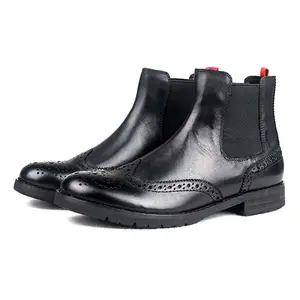 Inoe-bottines d'hiver à semelle en caoutchouc véritable pour homme, chaussures chaudes, bottes de maison en cuir véritable, produit d'usine, 2020