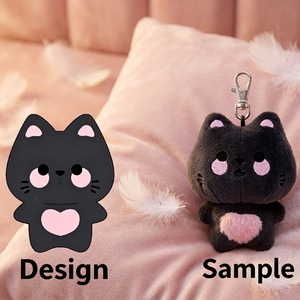 Llavero de Gato de Peluche Negro con Corazón Rosa Bordado de 10cm, Suave, Lindo, de Dibujos Animados, Colgante para Bolsa, Decoración, Regalo - Product Image 1