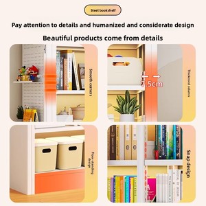 Estantería Moderna de Acero para <span class=keywords><strong>Libros</strong></span> con Puertas Corredizas, Pizarra Blanca, Almacenamiento de <span class=keywords><strong>Libros</strong></span> Infantiles, Estantería de <span class=keywords><strong>Pared</strong></span> Multicapa, Autoensamblable - Product Image 4
