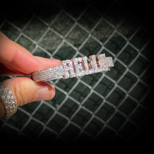 <span class=keywords><strong>Bracciale</strong></span> Personalizzato in Moissanite, Supera il Test VVS, Placcato in <span class=keywords><strong>Argento</strong></span>, Oro 10K 14K 18K, Bracciali <span class=keywords><strong>con</strong></span> Lettere Personalizzate - Product Image 1