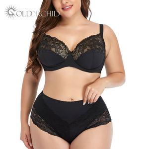 Completo Intimo Sexy in <span class=keywords><strong>Pizzo</strong></span> con Fiocco, <span class=keywords><strong>Reggiseno</strong></span> a Coppa Piena Traspirante a Vita Alta e Slip Coordinato con Logo in Vita, <span class=keywords><strong>Taglie</strong></span> <span class=keywords><strong>Forti</strong></span>, per Uso Quotidiano - Vendita all'Ingrosso - Product Image 5
