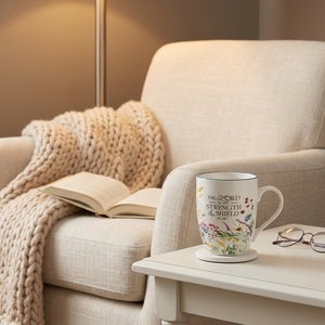 Cadeaux d'art chrétien : Tasse à café/thé en céramique sublime et inspirante avec verset biblique « Le Seigneur est ma force », compatible micro-ondes - Product Image 6