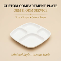 Assiette en mélamine divisée en 4 compartiments, logo personnalisé, incassable, sans BPA, écologique, passe au lave-vaisselle, plateau de service sectionné