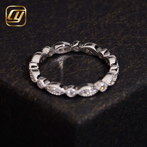 Anillo Apilable de Eternidad Completa CHOYUE, Elegante, con Diamantes Cultivados en Laboratorio en Corte Marquise Alternado, Chapado en Rodio, Plata de Ley 925, Certificado IGI - Product Image 2