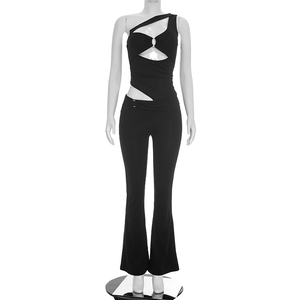 Viviblook D26JP178 - Mono de Verano para Mujer, Sexy, sin Mangas, Color Sólido, Hombros Descubiertos, con Aberturas, para Fiesta, Casual - Product Image 2