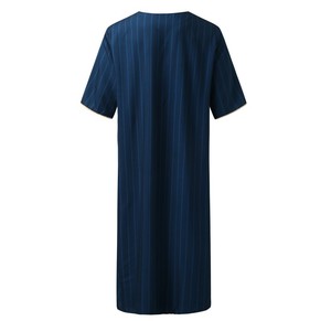 Túnica musulmana árabe suelta informal con cuello en V para hombres túnica marroquí caftán transpirable poliéster algodón bordado hecho a mano étnico - Product Image 4