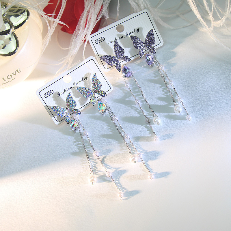 Long White Gold & Cubic Zirconia Tassel Earrings - Oem Available Long White Gold & Cubic Zirconia Tassel Earrings - Oem Available