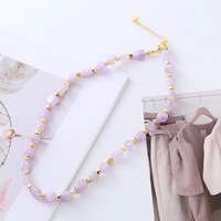 Collar de Moda para Mujer con Cuentas de Piedras Naturales Irregulares, Joyería de Acero Inoxidable Resistente al Agua