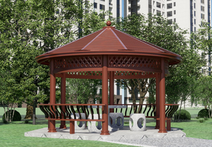 Hợp kim nhôm phong cách Trung Quốc gian hàng Retro Kết cấu bằng gỗ cách nhiệt sân cảnh quan <span class=keywords><strong>gazebo</strong></span> cho ban công thiên nhiên áp lực - Product Image 5