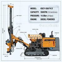Foreuse rotative sur chenilles diesel KAISHAN avec marteau DTH (pompe à engrenages) – Profondeur max. 50 m pour exploration minière et carrière – Moteur 162 kW