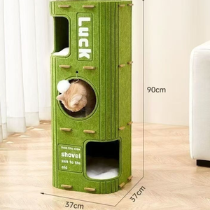 Cây nhà mèo mùa đông nhiều tầng tích hợp tổ ấm, nhà leo trèo hai tầng dành cho gia đình nhiều mèo - Product Image 2