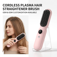 Sikat Pelurus Rambut Tanpa Kabel Black Tech dengan 8 Pengaturan Suhu, Alat Penata Rambut Berpemanas Plasma untuk Rumah, Perjalanan, dan Hadiah