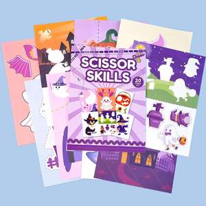 Kit de Arte y Manualidades para Niños, Educación Temprana, Halloween, Manualidades Creativas, Libro de Recortes de Papel con Dibujos Animados - Product Image 1