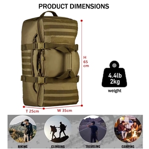 <span class=keywords><strong>Mochila</strong></span> Táctica Impermeable <span class=keywords><strong>de</strong></span> Gran Capacidad, <span class=keywords><strong>60</strong></span> <span class=keywords><strong>Litros</strong></span>, con Cierre <span class=keywords><strong>de</strong></span> Cremallera, Multiusos, para Caza, Montañismo y Viajes - Product Image 2