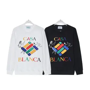 Sweatshirts Y2K Casablanca Château Imprimer Col Rond Pull Hommes Impression Streetwear Coton À Manches Longues