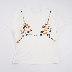 เสื้อครอปท็อปสไตล์วินเทจอเมริกัน สตรีทแวร์ พิมพ์ลายกระดุมสีสันสดใส ทรงเข้ารูป คอกลม แขนสั้น ทรงพอดีตัว สไตล์ Y2K สำหรับผู้หญิง - Product Image 6
