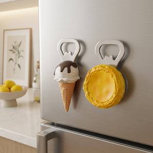 Creative Decorative Egg tart Ice Cream Fridge Magnets, Magnetic Resin Fridge Magnets, Custom Fridge Magnets, Bottle Opener - Product Image 2