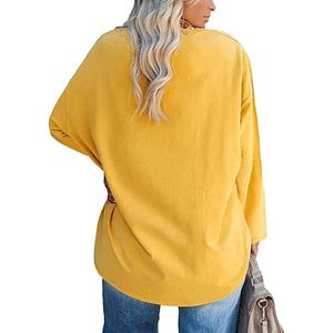 Chemisier ample à manches longues pour femme grande taille, col rond, coupe décontractée, en coton, tunique décontractée d'hiver - Product Image 2