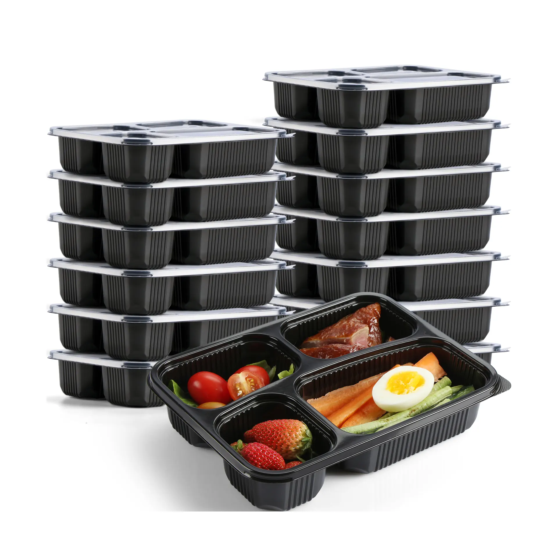 Caja para llevar de grado alimenticio apilable a prueba de fugas Pp 1 2 3 4 5 Compartimiento Contenedor de plástico para alimentos para microondas