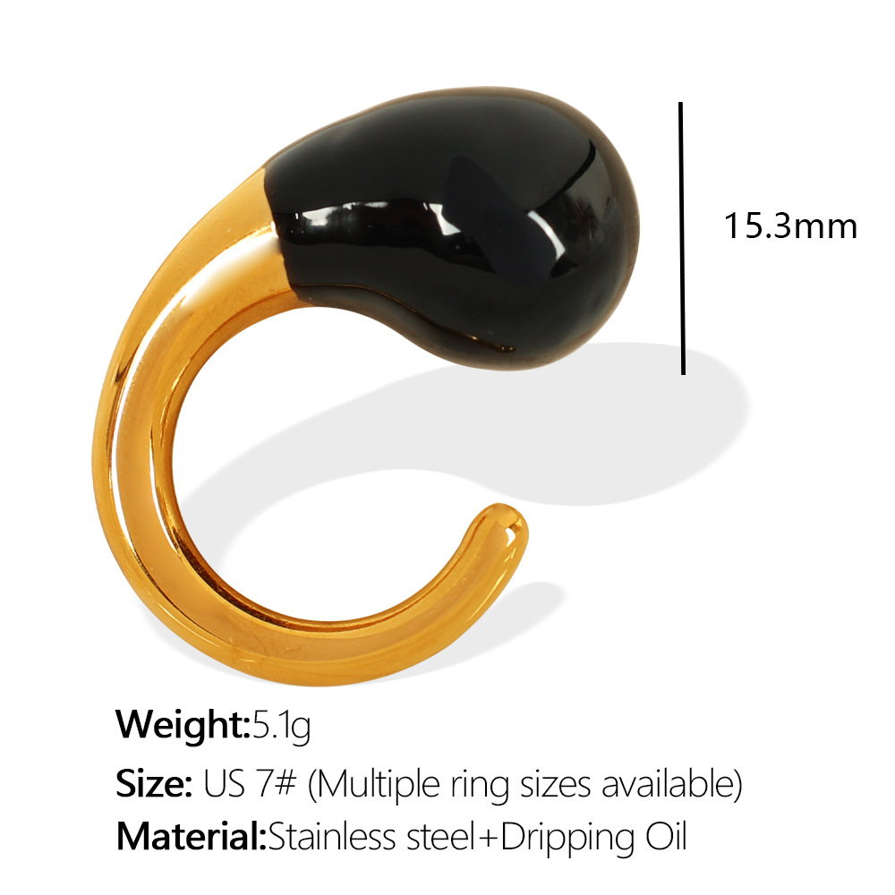 Bague en or époxy noir JZ46 taille US 7