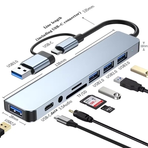 ฮับ USB 8 พอร์ต แยกสัญญาณ USB3.0+2.0*3+-C สำหรับถ่ายโอนข้อมูล+TF +SD +ช่องเสียบเสียง 3.5 มม. แท่นเชื่อมต่อ Type-c สำหรับแล็ปท็อป - Product Image 2