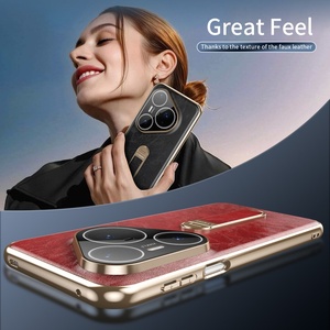 Étui de téléphone personnalisé en cuir PU avec électroplaqué pour Huawei P80 Ultra P70 Ultra avec protection à 360° °   Film de protection pour objectif HD Strip Stand - Product Image 4
